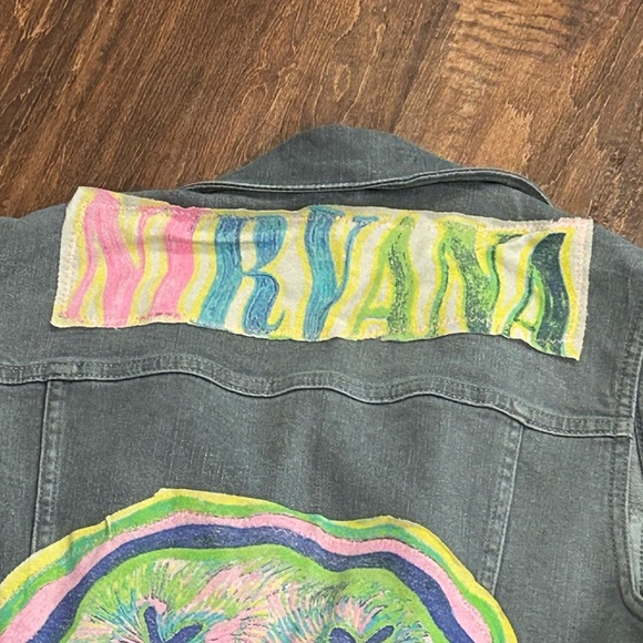 NWT UpCycled Nirvana Graphic Denim vest size Small - Picture 5 of 6